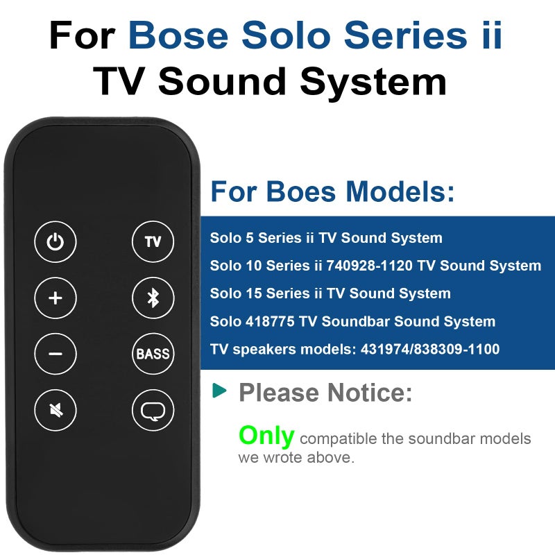 Motiexic Remote Control for Bose Solo 5 10 15 Series II TV Sound System/ 732522-1110 418775 431974 845194 838309-1100 TV Soundbar Sound System with CR2025 Battery Inside - Image 4